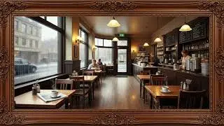 Living Room TV Art : Cozy Coffee Shop Rain + Relaxing Jazz Music