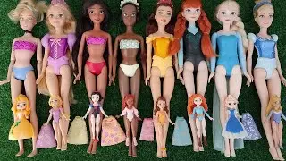 ASMR Most Popular Disney Princess Mattel Dolls   lots of colorful rainbow Dresses   unpacking toy