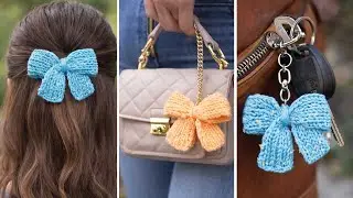 Easy Knitting Bow Tutorial | Knitting Bow KeyChain | Purse Hanging Tutorial for beginners