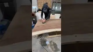 Preparing this beautiful live edge table for finish.