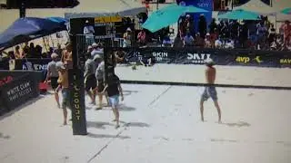 Taylor Crabb attacks John Hyden following match point! - AVP volleyball