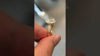 1.5t green oval cut cluster setting lab created diamond engagement ring