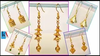 How to make 2 steps earrings in just 5 minutes // bead caps hanging earrings simple and easy //DIY
