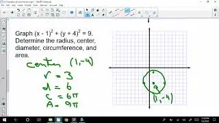 Equation of a circle center not at origin