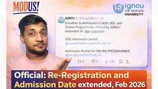 IGNOU Re-Registration & Admission Date EXTENDED | January Session Latest Update | #IGNOU 