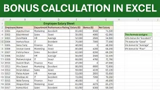 How to Calculate Employee Bonus in Excel Using IFS Function | Step-by-Step Tutorial