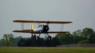 David Brown landing Stearman 03 at Warrenton Fauquier Airport on 4/23/10 at 1836,