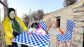 Building a chair in magical cave: A charming creativity of a nomadic lady