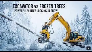 Excavator vs Frozen Trees &ndash; Powerful Winter Logging in Snow