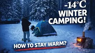 Camping in the snow with a low temperature of -14&deg;C