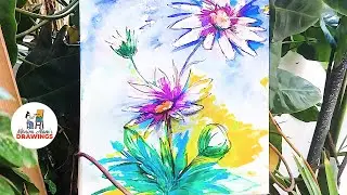 How To Draw And Paint Aster Flowers / watercolor / Monira Alam's Drawing