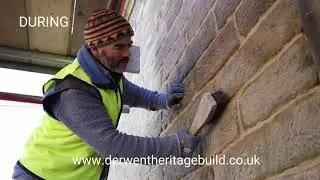Montage of house repointing renovation work using Lime Mortar Winster, Derbyshire
