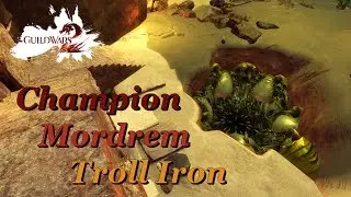 Guild Wars 2 - Fighting a Champion Mordrem Troll Iron [The Silverwastes - Amber Sandfall]