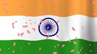 Indian flag waving animation with beautiful flower rain animation.