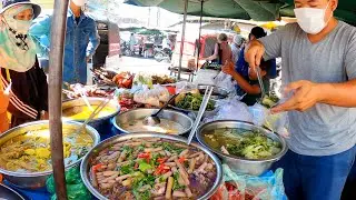 So Much Delicious Street Food for Lunchtime at Olympic Market Phnom Penh, Cambodia