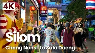 [4K UHD] Walking in Silom Area Bangkok | Chong Nonsi to Sala Daeng