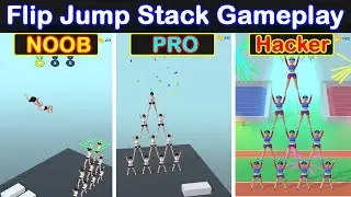 NOOB VS PRO VS HACKER in Flip Jump Stack by Crazy Labs - Gameplay (IOS , Android) | MG Games