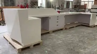 White acrylic solid surface reception desk