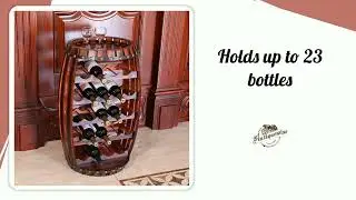 Rustic Barrel Shaped Wooden Wine Rack for 23 Bottles
