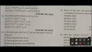Transition Element & Coordination compound CSIR NET DECEMBER 2012 SOLVED PYQ's|PART 5