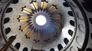 The tomb of Jesus lit in honor of the Greek Orthodox / Pravoslav Christmas Jerusalem, Israel