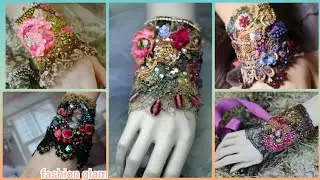 French silk ribbon flower cuff/shabby chic lace wrist bracelets/honey bold cuff lace wraps