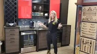 Brown Pearl Granite Bar With Custom Engineered Cabinetry