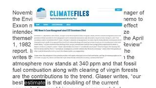 1982 Memo to Exxon Management about CO2 Greenhouse Effect