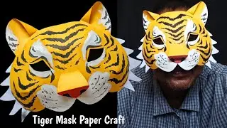 How to make Tiger Mask with Paper. Tiger Face Mask. Tiger Costume. Animal Mask. Tiger Mask Craft.