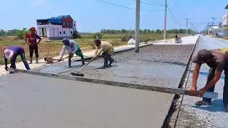 New Concrete Road Building With Modern Technical In Village - Amazing Construction Works