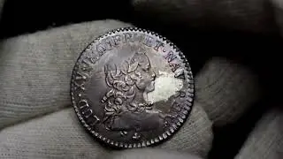 72- ## ALTISSIMA RARIDADE## Fran&ccedil;a-  1/2 ECU 1721E, Tours (SOB-XF40/45 / PRATA / 32,6mm / 13,03gr