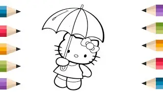 Cute Hello Kitty With Heart Drawing, Painting and Coloring For Kids and Toddlers_ Easy Drawing 😆😆