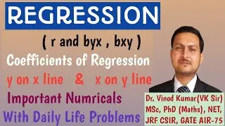 Regression | Regression Lines | y on x line | x on y line | Real Life Problems ONE SHOT | vkmpoint
