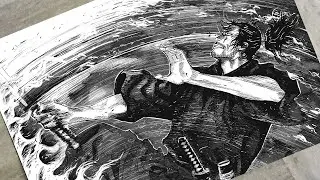 Drawing a Vagabond Manga page