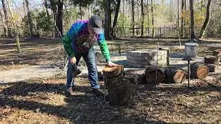 Splitting Fire Wood with Bungee and Chain