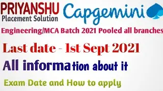 Capgemini pooled Campus drive 2021 | Capgemini ENGINEERING /MCA Batch 2021 Pooled all branches