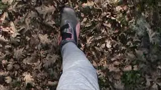 Walking with my bubblegum Puma Mostro in forest