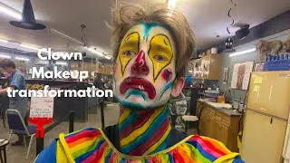 Horror Clown makeup transformation at Field of Screams