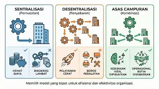 Memahami 3 Asas Manajemen Perkantoran Sentralisasi, Desentralisasi & Campuran | Mana Lebih Efektif?