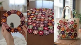 ورد كروشيه سهل جدا للمبتدئين/ استغلال بواقي خيوط الكروشيه #افكار #ديكور #crochet 