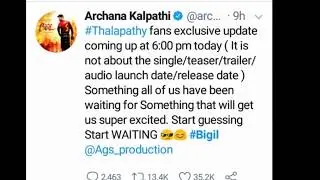 Bigil today 6pm update | vijay | archana kalatti | atlee |