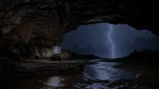 Ad-Free Deep Sleep in a Forest Cave 🌧️ Rain, Thunder & Flowing River Sounds