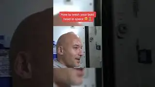 astronaut  washing his hair in space. in side iss#SpaceHairCare #ISSGrooming #ZeroGravityWash