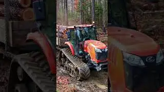 Kubota MU4501 VS Jungle Road! 🔥 Log Hauling Power in Deep Forest Mud 🌲 #shorts #tractorpower #kubota