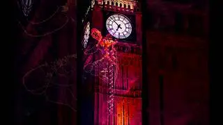 A projection mapping light show on Big Ben, edited by @LondoneyeNYE #2026  #london #bigben