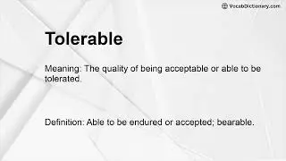 Tolerable Meaning
