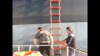 Disembarking with pilot ladder