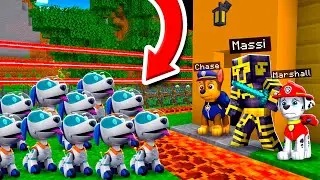 PAW PATROL ME AYUDA A DEFENDER MI CASA DE APOCALIPSIS DE PERROBOT EN MINECRAFT 😱