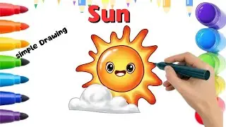How To Draw Cute Sun || Drawing, Painting & Coloring For Kids and Toddlers_🌈🎨