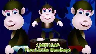 [2 MIN LOOP] Five Little Monkeys Poem Remix 🐒🎶 Fun 3D Animal Animation Nursery Rhymes @Finny Rhymes